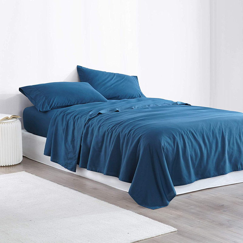 Microfiber Sheet Set, Nightfall Navy, Full XL Sheet Set + Fitted Sheet + 2 Pillowcases