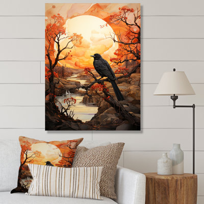Décoration murale oiseau oiseau silhouette lune - animaux