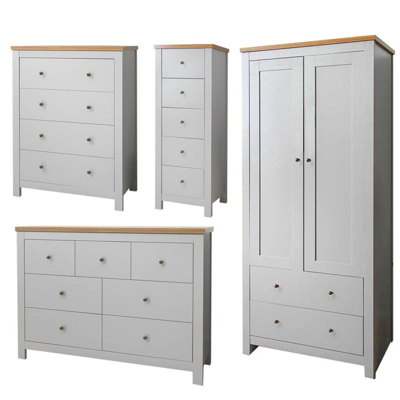 Maryhannah 2 Door Manufactured Wood Wardrobe, Stone Grey