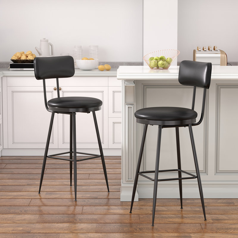 Counter Stool with Metal Frame, Black, 2