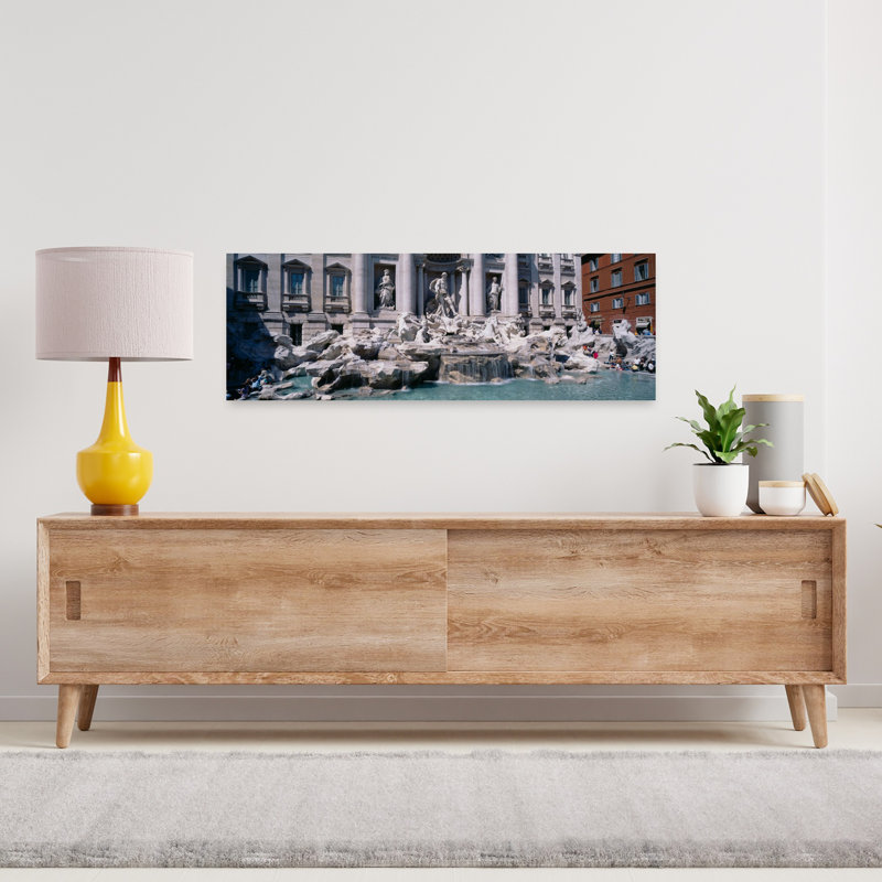 Fountain In Front Of A Building Trevi Fountain Rome Italy by K. H. Hanel - Wrapped Canvas Panoramic Print
