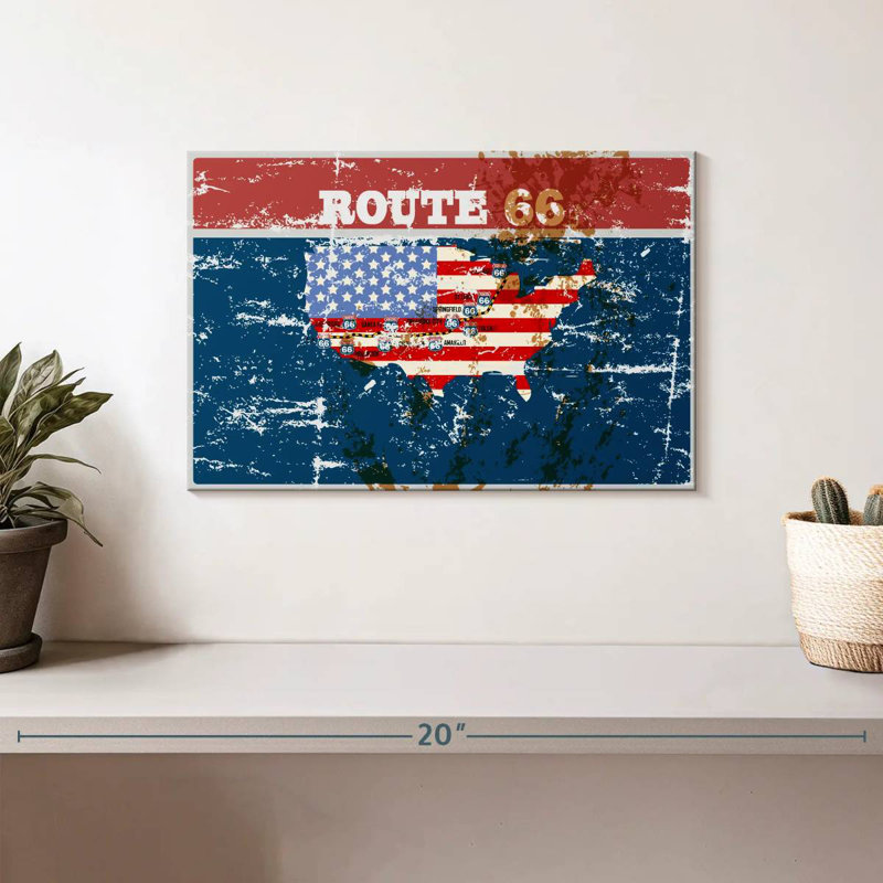 Drapeau américain Aliaz Route 66 - grunge, H 8 po x l 12 po