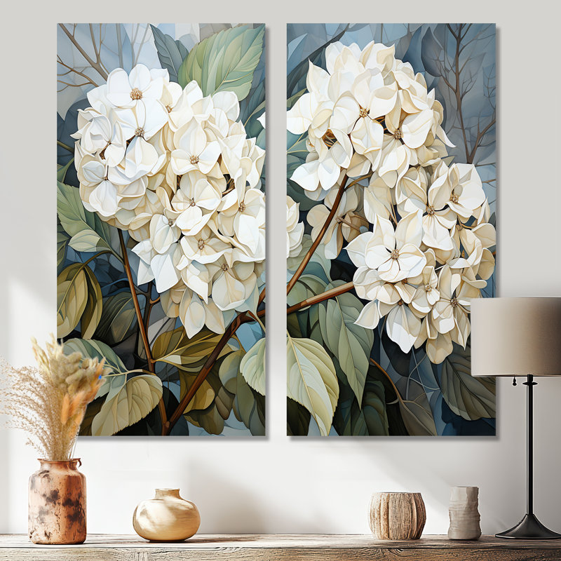 Cubist Hydrangea Interpretation - Traditional Wall Art, 20" H x 24" W, Wrapped Canvas, Does Not Apply