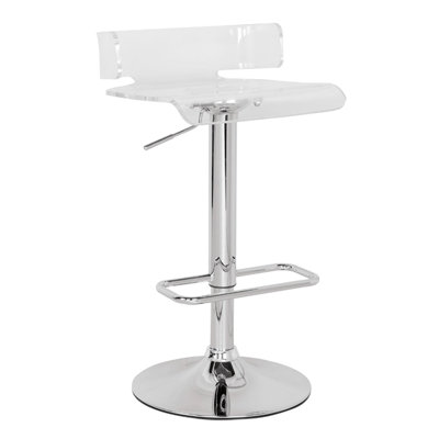Tabouret pivotant transparent et chromé réglable