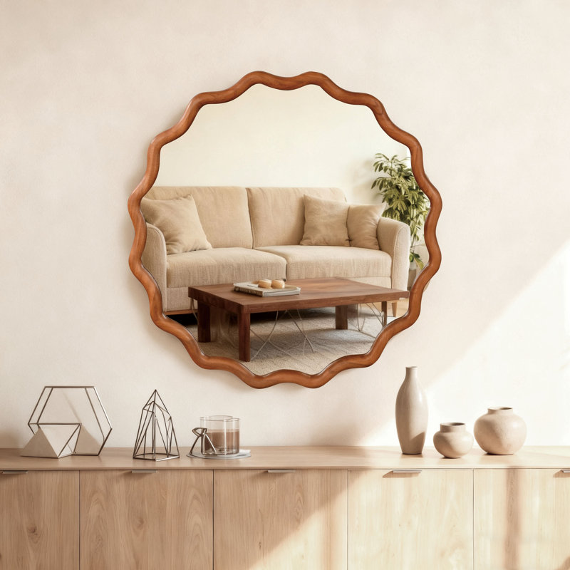 Miroir décoratif 30 po, Brun jaune, 30 po x 30 po
