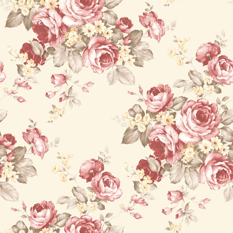 Garretson 10m x 52.8cm Satin Wallpaper Roll, Red/Beige