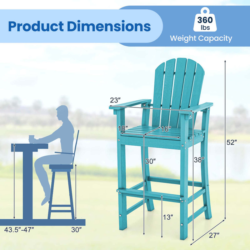 Tabouret de bar extérieur Beachcrest Home ™, Turquoise