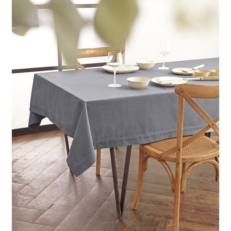 Dru Cotton Linen Plain Tablecloth, Navy, 144" x 60"