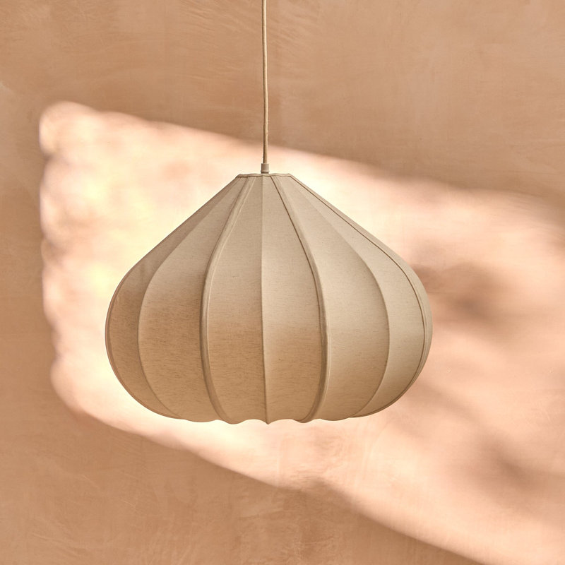 Teardrop Fabric Pendant Light - Natural, 27cm H x 56cm x 56cm