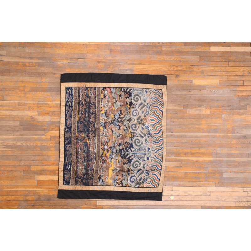 Silk Floral Area Rug in Blue