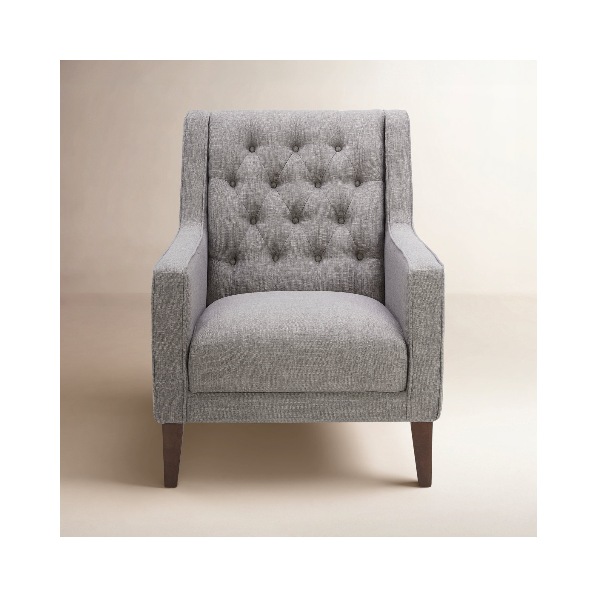 Binu Upholstered Wingback Chair, Flint Gray Polyester