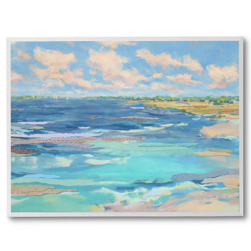 Afternoon On The Harbor Print by Karin Olah, White Frame Canvas, No Mat, 38" H x 50" W