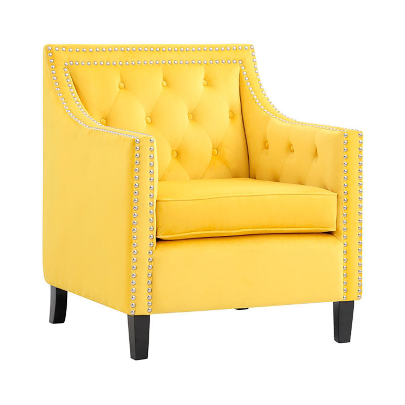 Khodyn 29.5" Accent Chair - Velvet Chair, Refined Nailhead Trim Accents, Luxurious Velvet Upholstery, Yellow Velvet