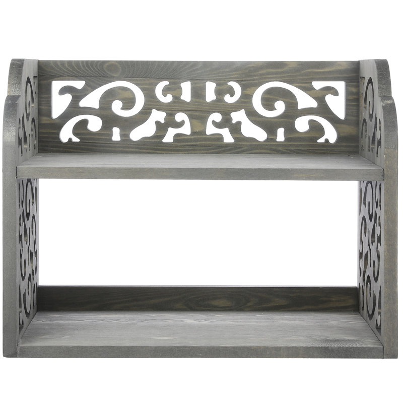 Dionizas Wood Cutout Scrollwork Design Desktop Organiser, Grey