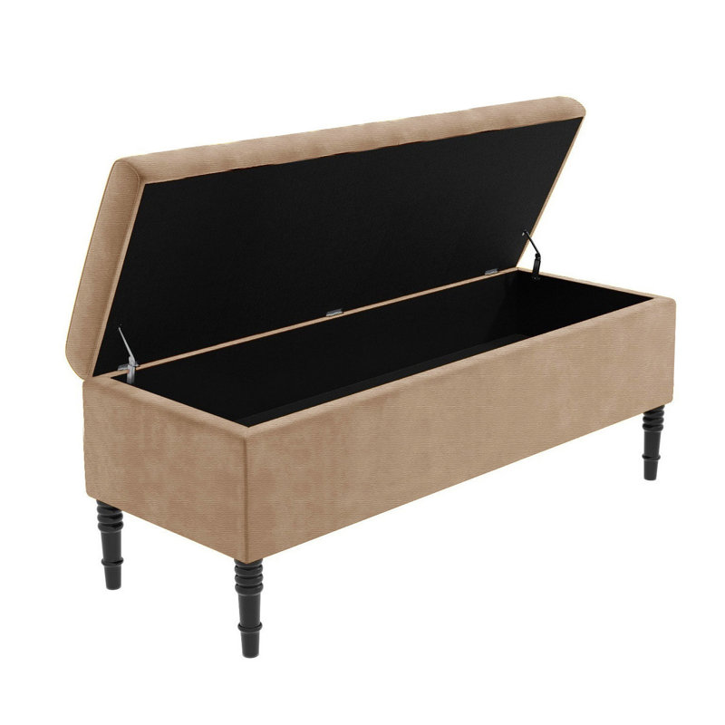 Paris Plain Naples Ottoman Storage Bench, Upholstered End of Bed Bench with Legs, Rectangle Coffee Table with Storage, Window Seat Ottoman Footstool for Bedroom, Hallway, Living Room