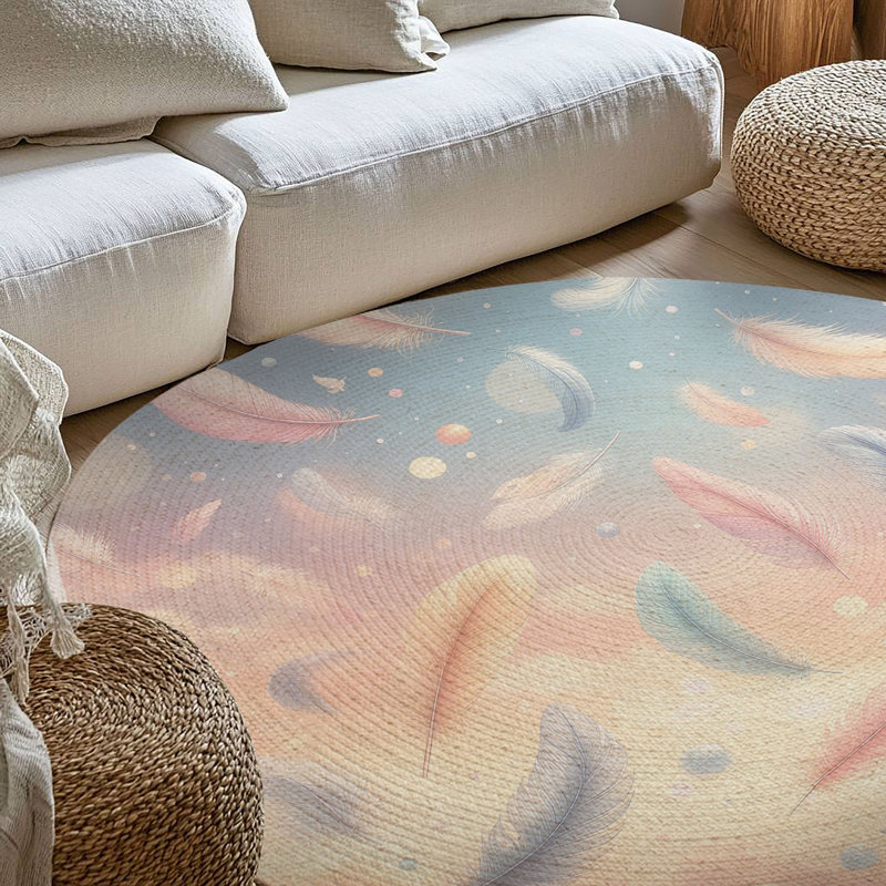 Tapis tressé Airy Feathers, Rond 5 pi