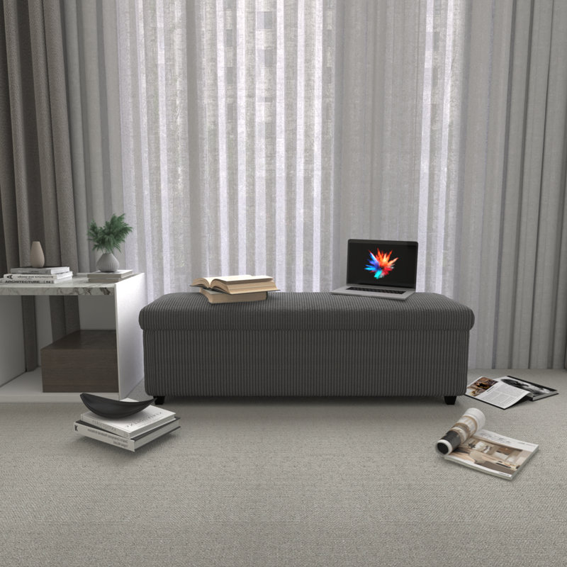 Polyester Blend Upholstered Storage Bench