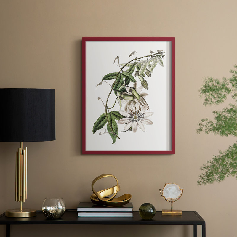 Tropical Botanical II, reproduction encadrée - bois massif, H 30 po x l 24 po, Rouge
