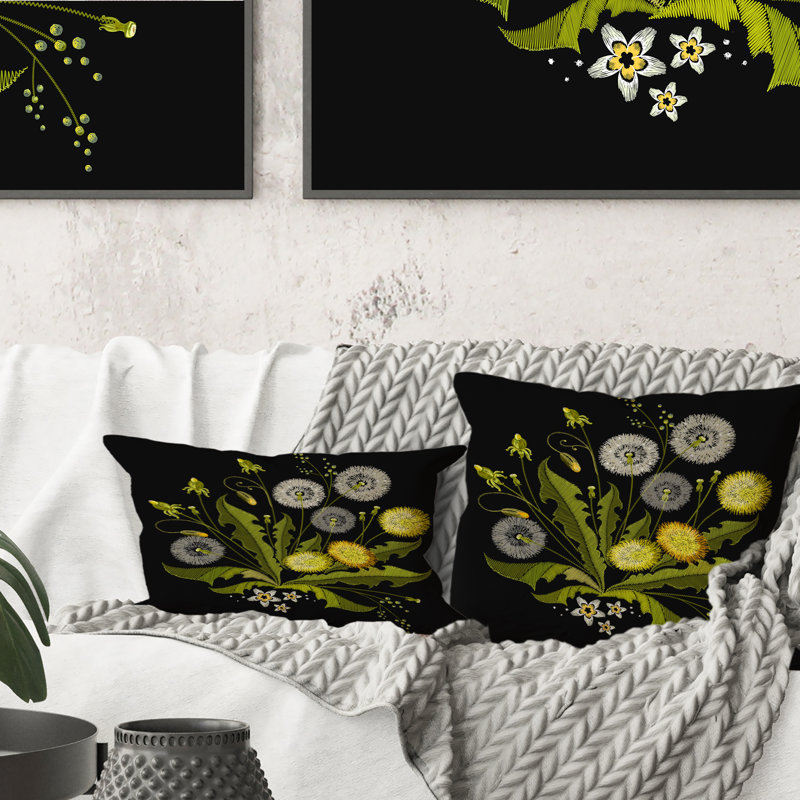 Floral Throw Pillow, 16"x16"
