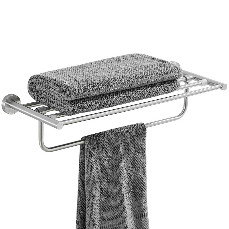 Porte-serviettes 24 po avec porte-serviettes, Argent brossé