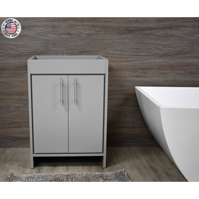 Base de meuble-lavabo simple 24 po Amrooti seulement, Gris