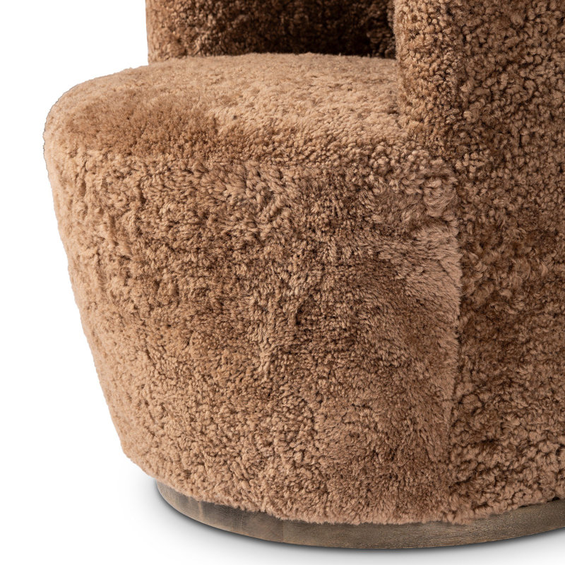 Aurora 26" Wide Swivel Armchair, Amber Shearling