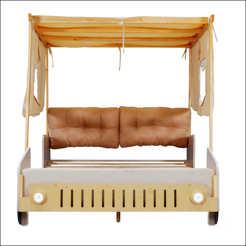 Wood Car Bed With Pillow, Full