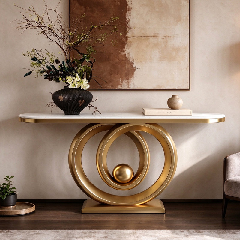 Table console de luxe italienne, H 33,5 po x l 63 po x P 13,8 po