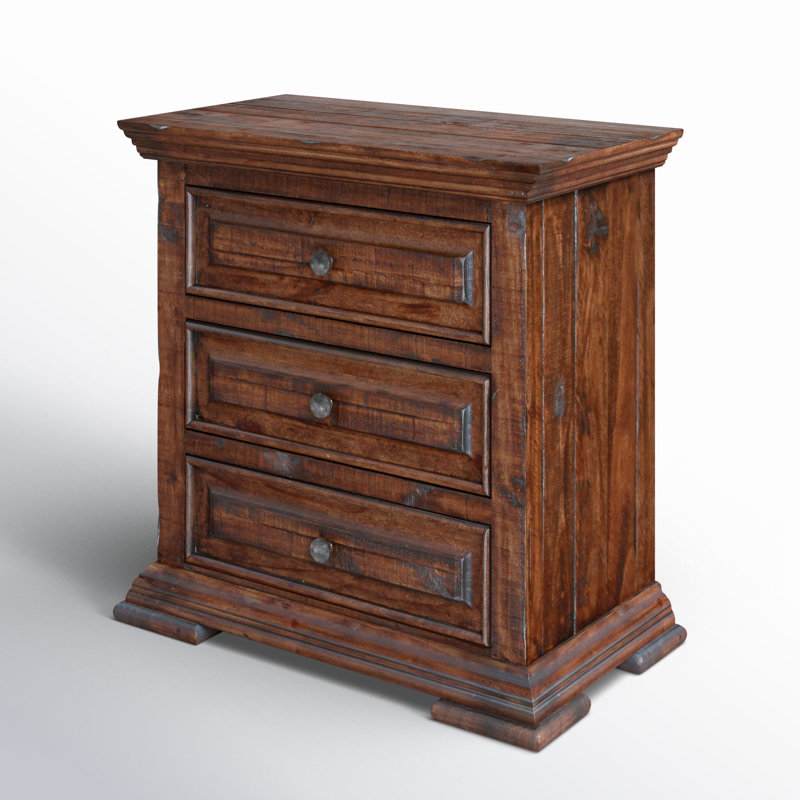 Roseland 3 Drawer Nightstand, Brown
