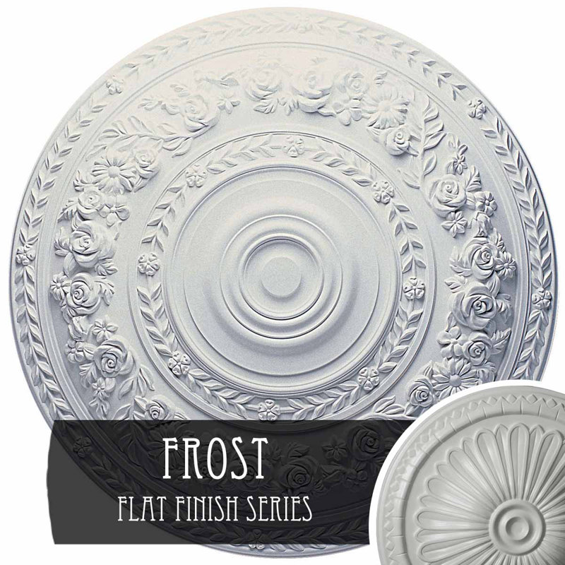Médaillon de plafond rose Endurathane, DE 33 7/8 po x P 2 3/8 po (convient aux auvents jusqu'à 13 1/2 po), fini givré peint à la main