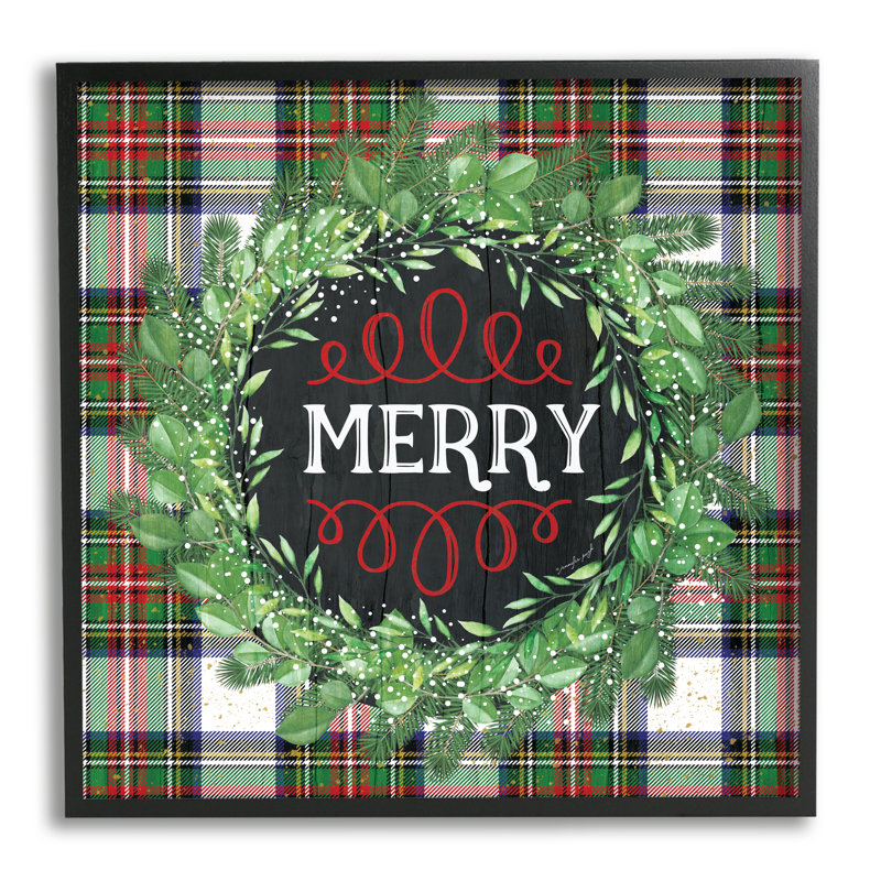 Merry Sentiment Winter, H 17 po x l 17 po, Giclée encadrée noir minuit