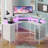 L Shaped Desk with LED Lights & Power Outlets, Computer Desk with Full Monitor Shelf-1340354623
