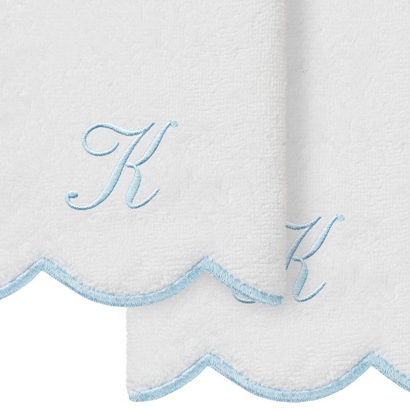  Ensemble de serviettes 100% coton turque ADORNIA, K, Blanc / Bleu, Ensemble de 2 serviettes à doigts