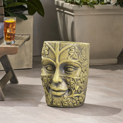 Urne à fleurs en oxyde de magnésium antique, L 10,46 po x l 12,05 po, H 14,67 po, béton léger, sculpture complexe