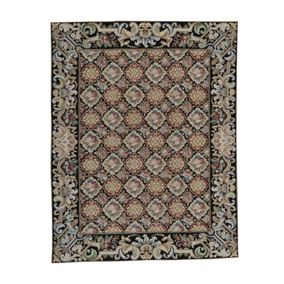 Hand-Knotted High-Quality Black and Gray Area Rug