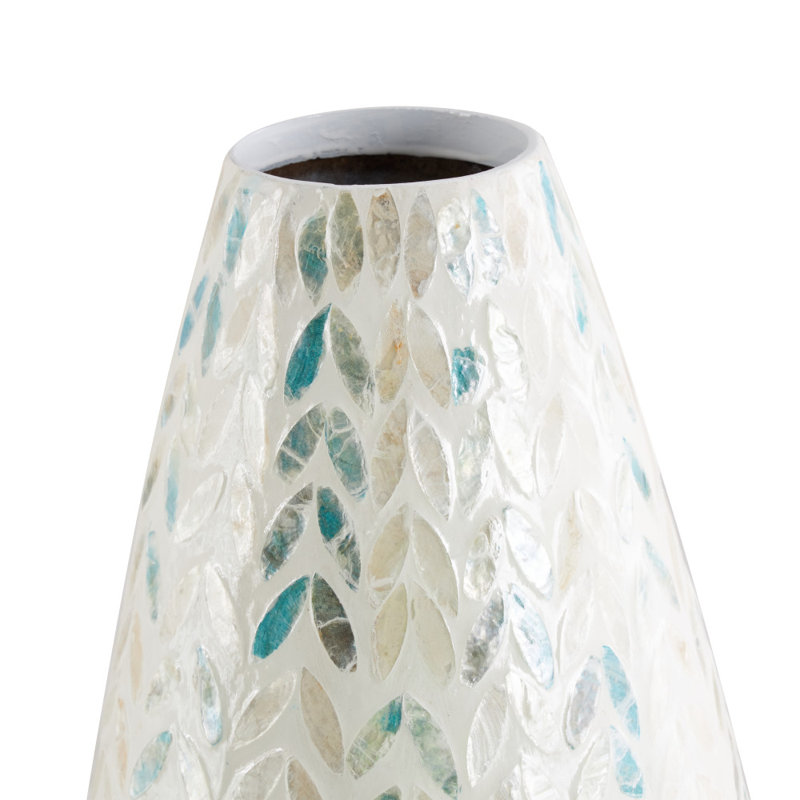 Glendale Heights Mother of Pearl and Bamboo Handmade Floor Vase, 33.13" H x 10.25" W x 10.25" D