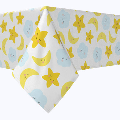 Rectangular Tablecloth, 100% Cotton, 52X104", Sleepy Time Clouds, Stars & Moons