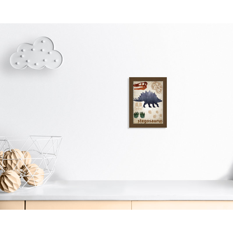 Décalcomanie murale Dinosaures-02 ', H 16 po x l 12 po x P 0,625 po, Encadré plat noyer