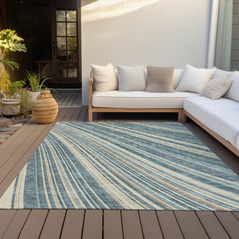 Chayden Washable Striped Indoor / Outdoor Rug, Rectangle 9' x 12'