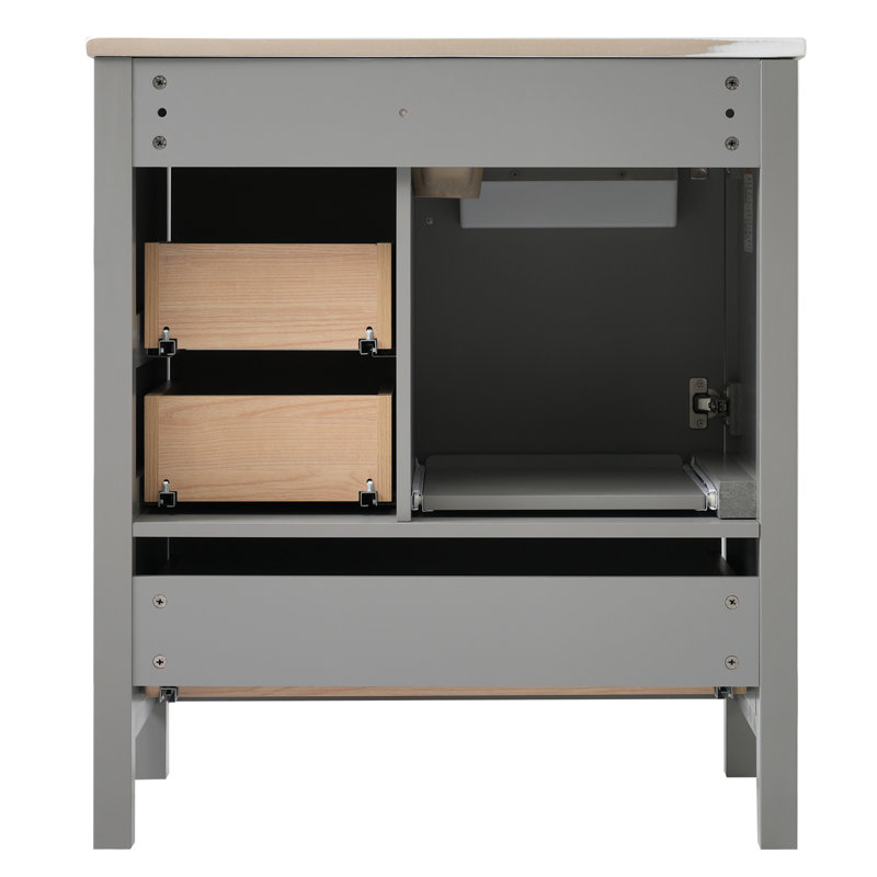 Meuble-lavabo pour salle de bain avec lavabo, armoire de rangement pour salle de bain avec plateau amovible et 3 tiroirs à fermeture en douceur, meuble-lavabo pour la maison