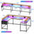 U Shaped Desk, Gaming Desk With Monitor Stand And LED Lights, Reversible Shaped Large Computer Desk With Power Outlets, Office Desk With Storage Bag And Hooks-1931600905