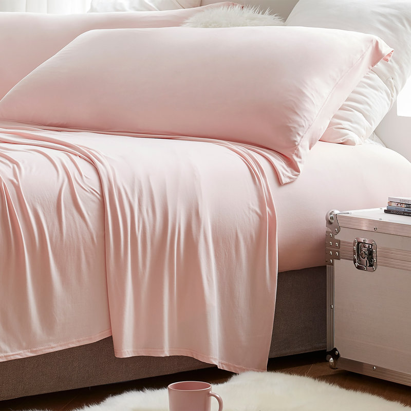 Taie d'oreiller rose infusée de spandex Bare Bottom, Simple