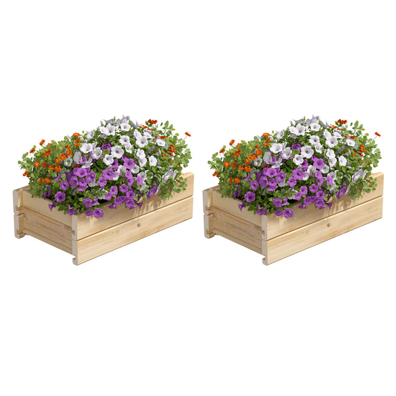 Ensemble de 2 boîtes à fleurs en cèdre 2 pièces, H 7 po x l 21 po x P 11 po