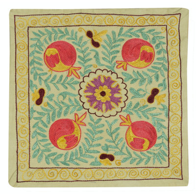 Housse de coussin en soie et coton brodée. Coussin décoratif fait à la main. Nouveau coussin en dentelle.