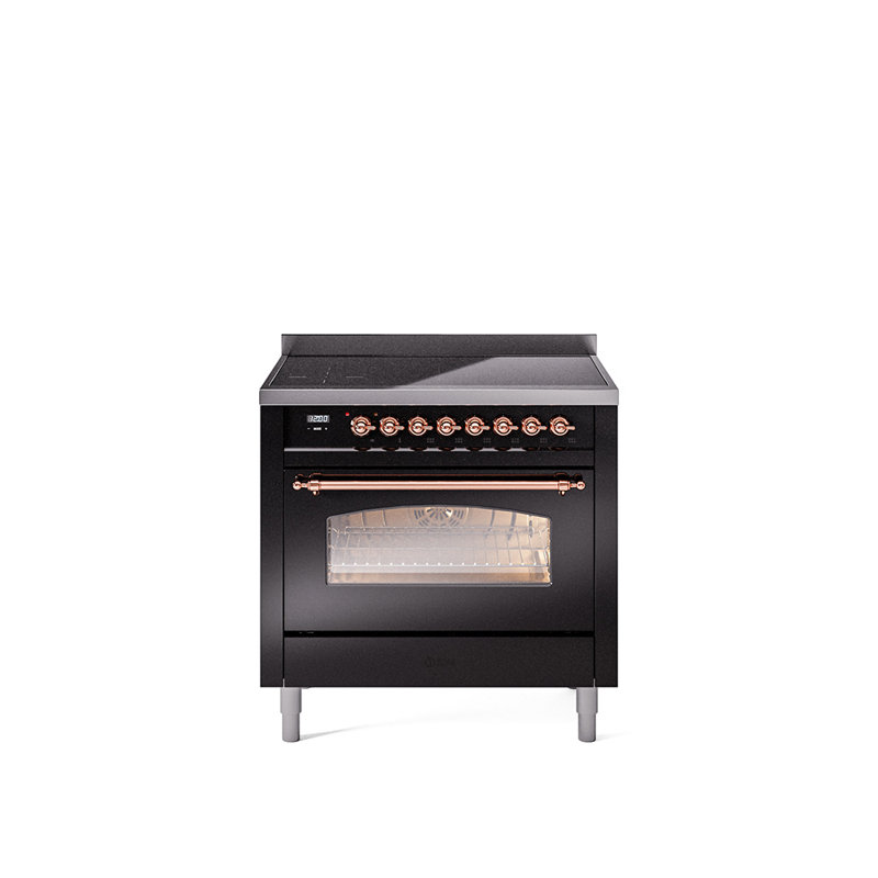 ILVE Nostalgie II 36 in Induction Range, Glossy Black/Copper