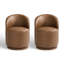 Integrated Barrel Armless Swivel PU Leather Dining Chair-265072097