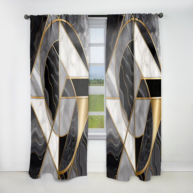 Harel Marble Granite Agate With Touches Of Gold XV - Modern Curtain - Velvet Room Darkening - 1 panel, 52" W x 90" L