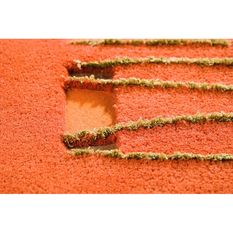 Tapis orange touffeté à la main Abstract, Carré 5 pi 6 po x 7 pi 10 po