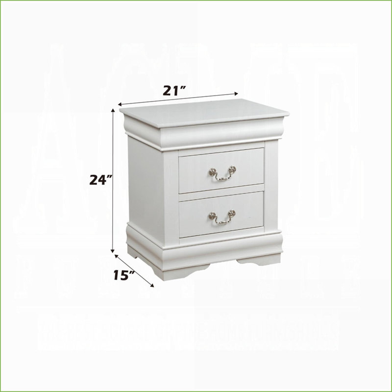 Table de chevet 2 tiroirs Traditional, Blanc