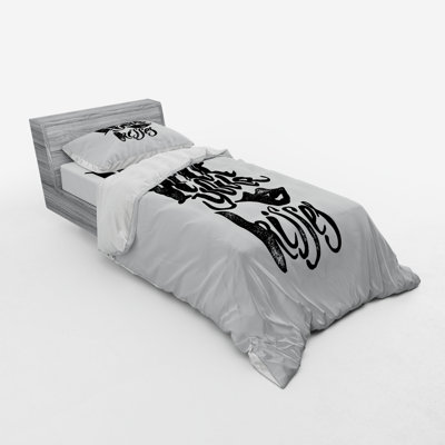 Ensemble de housse de couette romantique en microfibre noir / blanc